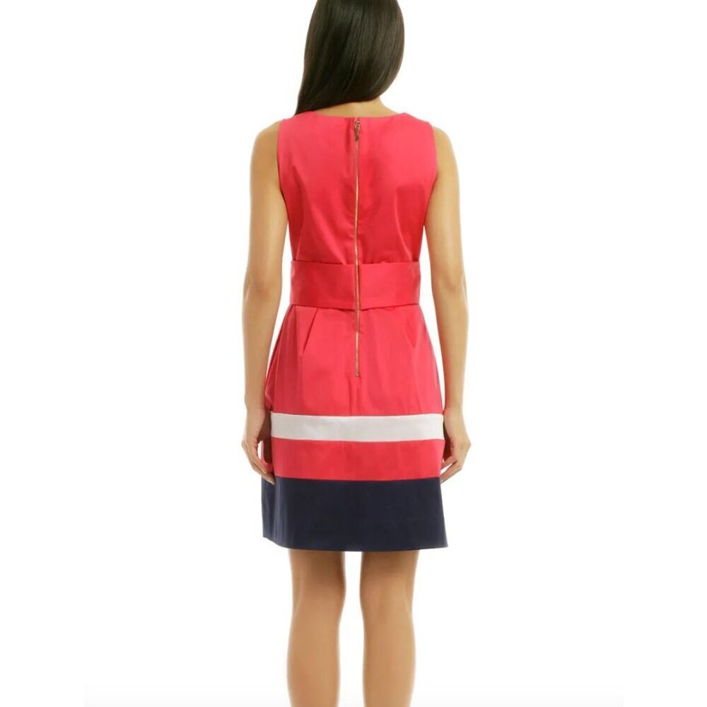 Kate Spade Sawyer Dress Pink Blue Striped Fit Flare Mini Size 8 V Neck - Picture 2 of 9